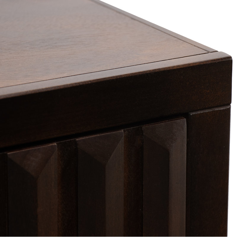 Poularies Solid Wood 32 inch Two Door Sideboard/Cabinet, No Assembly Required, Brown
