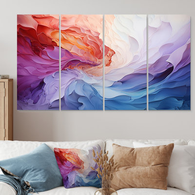 Colorful White Rainbow Spiral III - Rainbow 4 Piece Wall Art Set