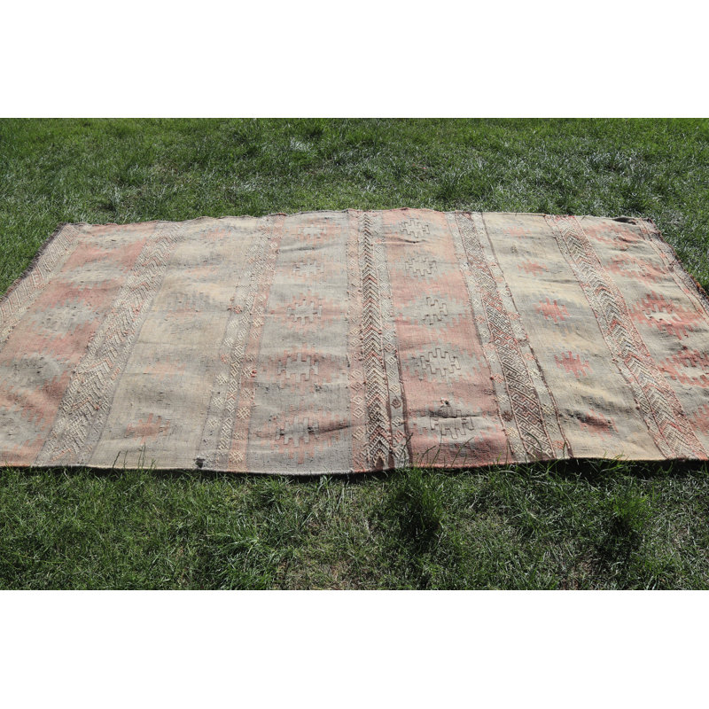 Authentique tapis kilim turc rétro avec un design Oushak discret pour les salles à manger