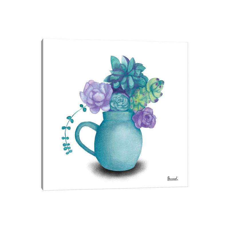 Turquoise Succulents V by Bannarot - Wrapped Canvas Print, 30.48 cm H x 30.48 cm W