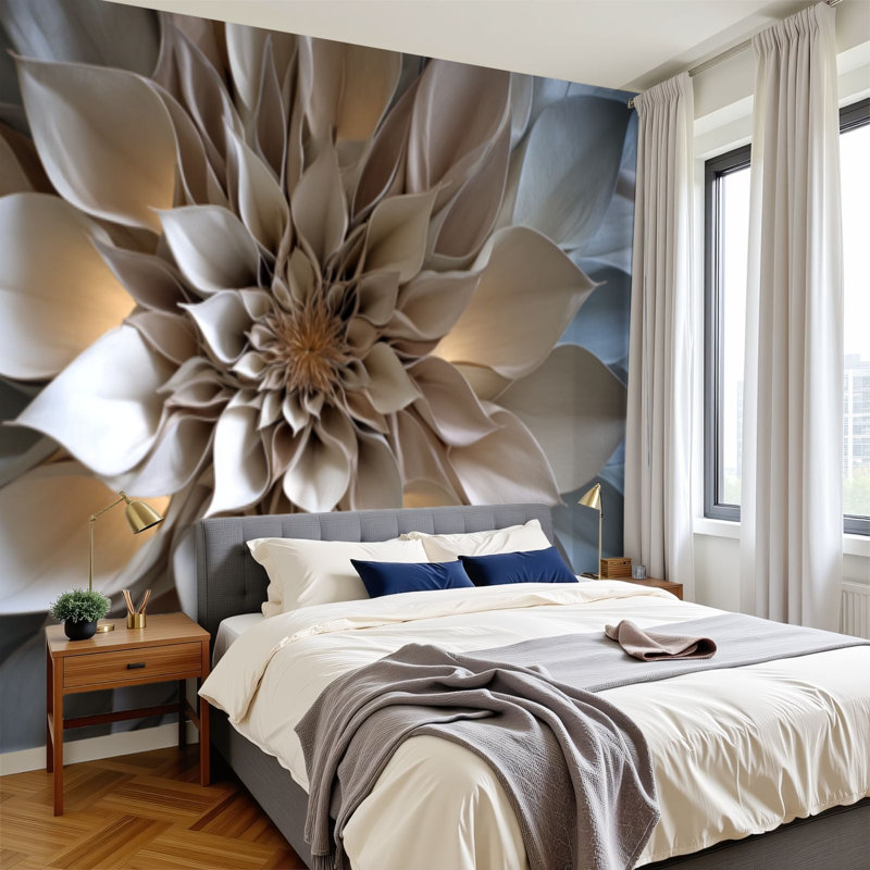 Papier peint adhésif auto-adhésif moderne pour la chambre à coucher Peel and Stick L 100 po x l 144 po - avec impression florale translucide