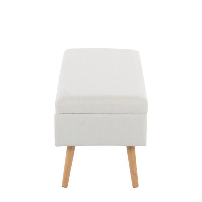 Banc en bois naturel et tissu crème