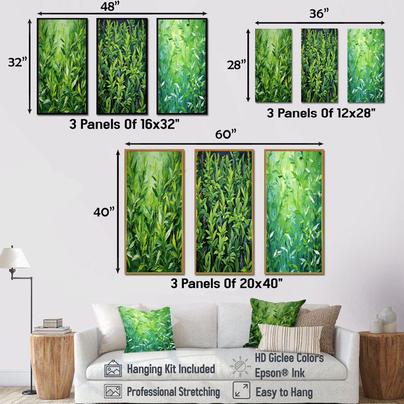 Herbs Tarragon Tales I - Ensemble de 3 impressions sur toile Herbs, Cadre flottant noir, H 28 po x l 36 po
