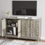 Buffet gris moderne avec 4 portes à motif de losanges - Armoire de rangement multifonctionnelle pour le salon, la salle à manger ou le vestibule