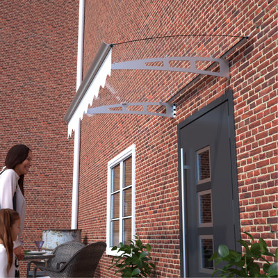 Auvent de porte moderne moderne en béton et maçonnerie en polycarbonate résistant à la neige 47 po x 34 po