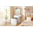 Small Vanity Desk with Mirror and Light, Dressing Table with Charging Station & Fold-up Panel for Small Space, Compact Makeup Vanity Set with Hidden Stool for Bedroom