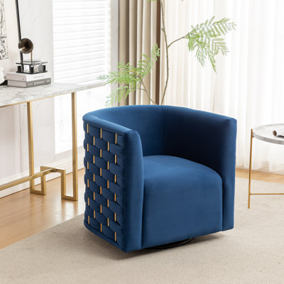 Occie Velvet Swivel Barrel Chair