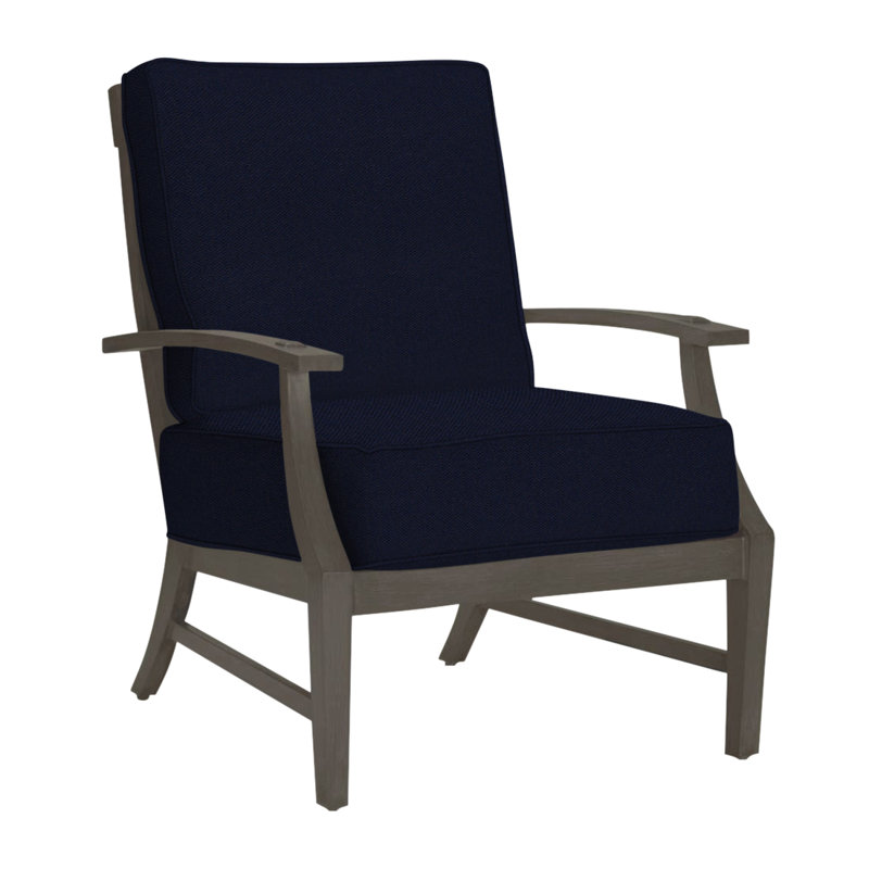 Croquet Patio Chair with Cushions, Slate Gray, Welt, Linen Navy