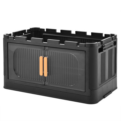 Black,20" Side Wide Folding Storage Cabinet ,4 Tiers,19.69"×11.81"×40.55",Collapsible Storage Bins with Magnetic Door, Plastic Storage Cabinet with Wheels