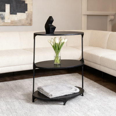 3-Tier Metal Storage Shelf With Oval Design For Home Organization And Display In Living Room, Kitchen, Office