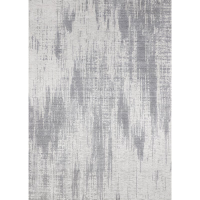 Abstract Area Rug in Silver