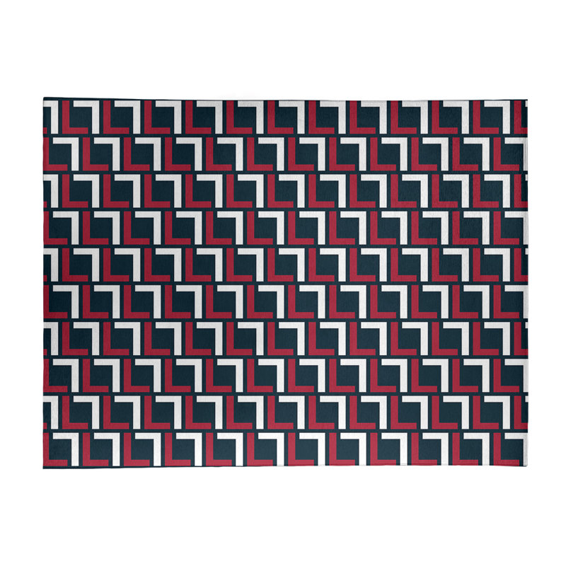 Tapis géométrique noir / blanc / rouge, Rectangle 8 pi x 10 pi