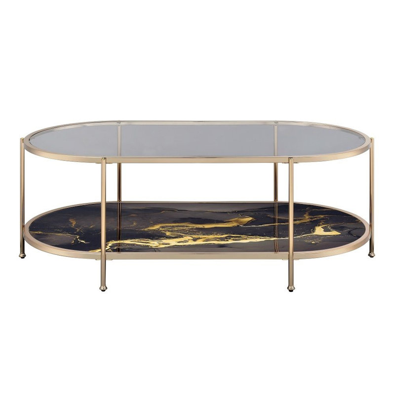 Astrild Glass Top Single Coffee Table, Black