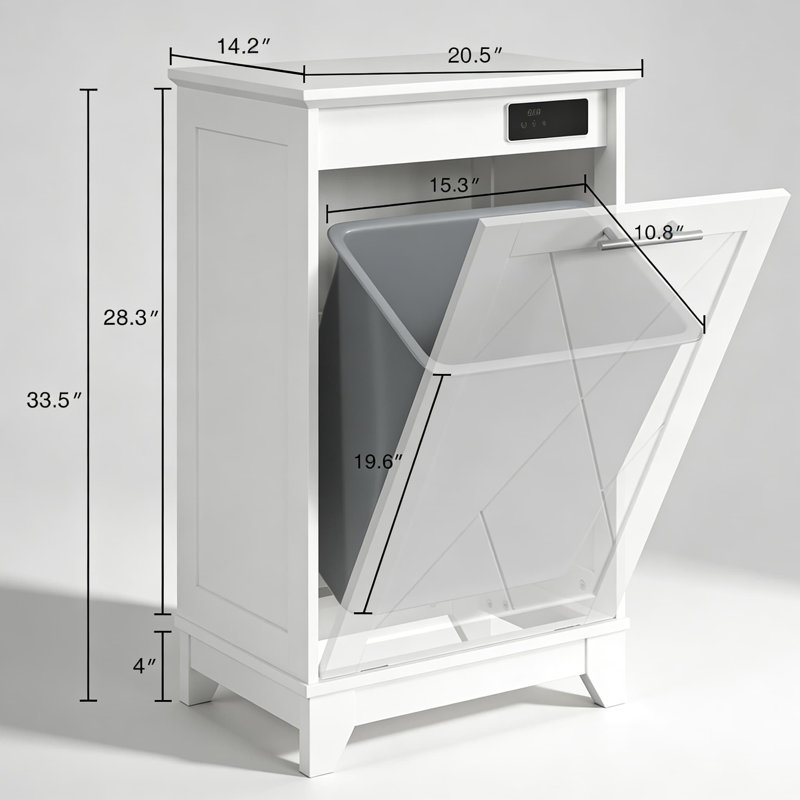 Armoire à ordures inclinable avec désodorisant à ion négatif, rangement autoportant de 10 gallons pour la cuisine et le salon