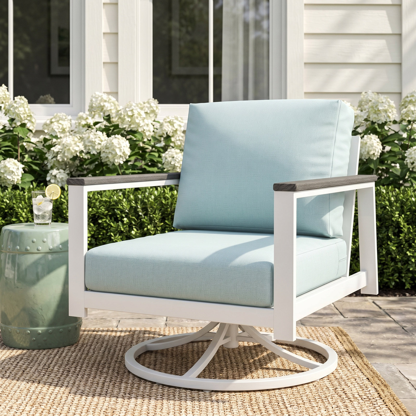 Townsend Sunbrella® Patio Lounge Chair, Gray, Canvas Navy