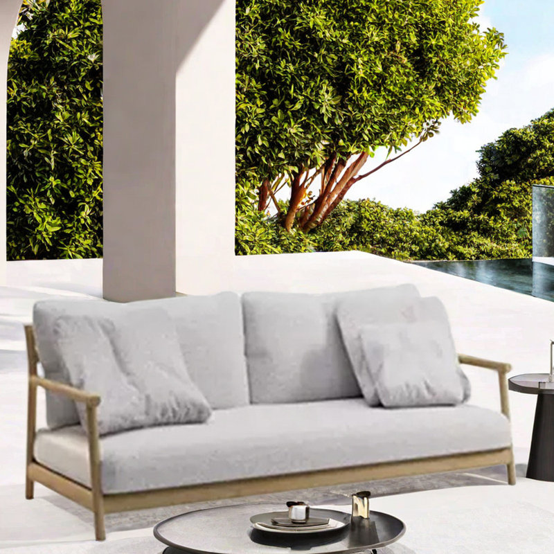 Nayema 55.12'' Wide Rectangle Aluminum Loveseat with Cushions