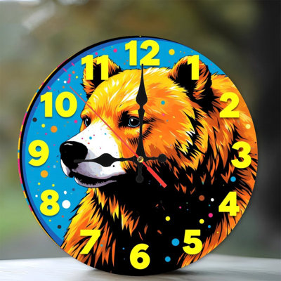 colorful bear clock design home decor