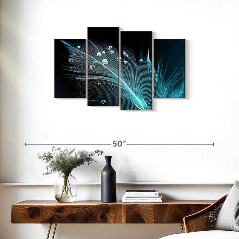 Plume sarcelle Kerner Dewy, H 22 po x l 36 po