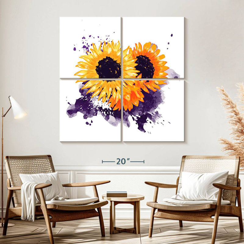 Harnek tournesol encre éclaboussure, H 57 po x l 57 po