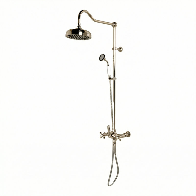 Système de douche exposé 48 po à fixation murale avec pomme de douche et douchette à levier