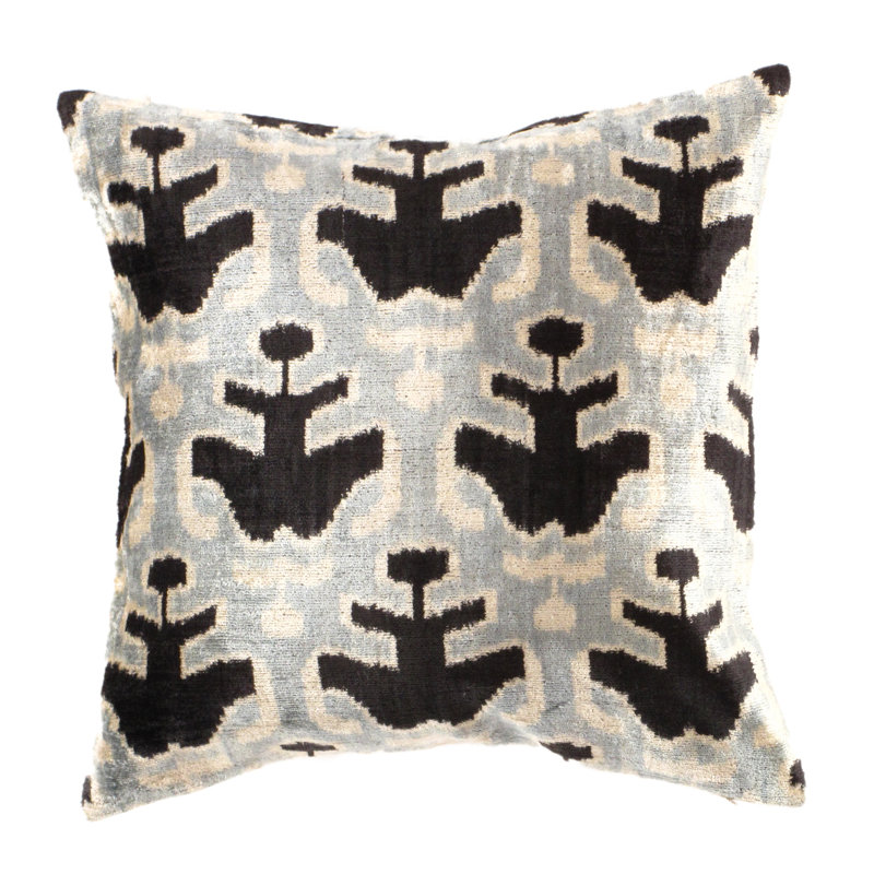 Square Pillow Cover & Insert, Gray Ikat, 20"H x 20"W