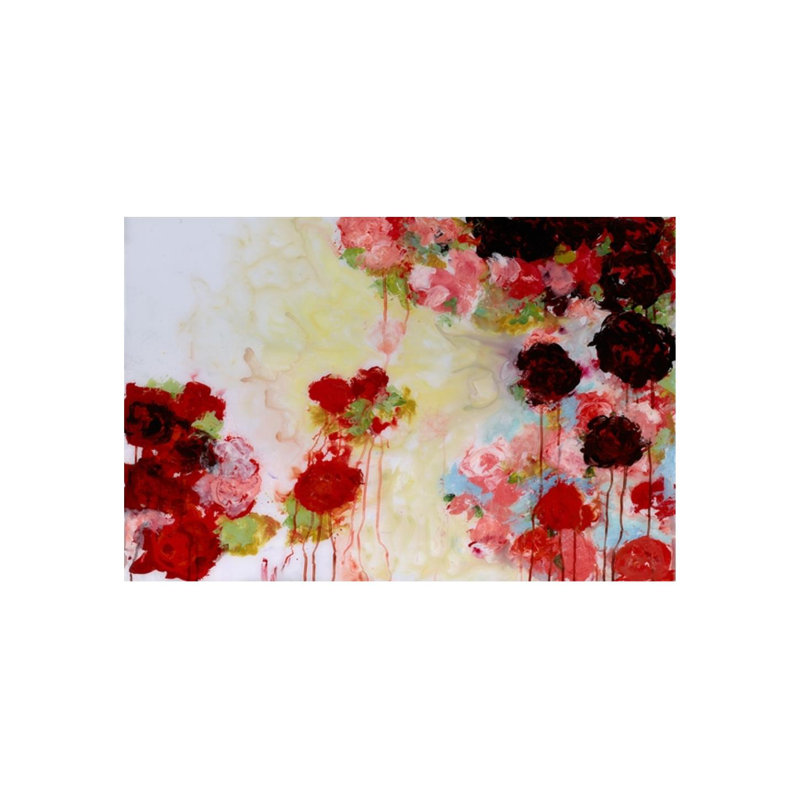 Daydream In Floral Print by Beverly Fuller, Glass Coat, 47" H x 71" W x 1.5" D