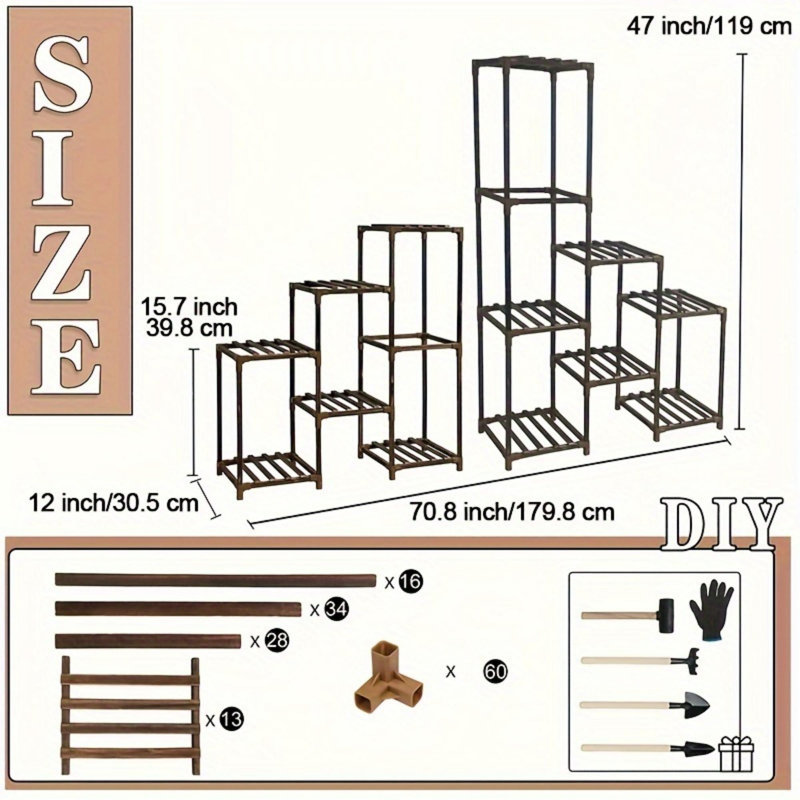 Syma Plant Stand, 47" H x 70.8" W x 12" D