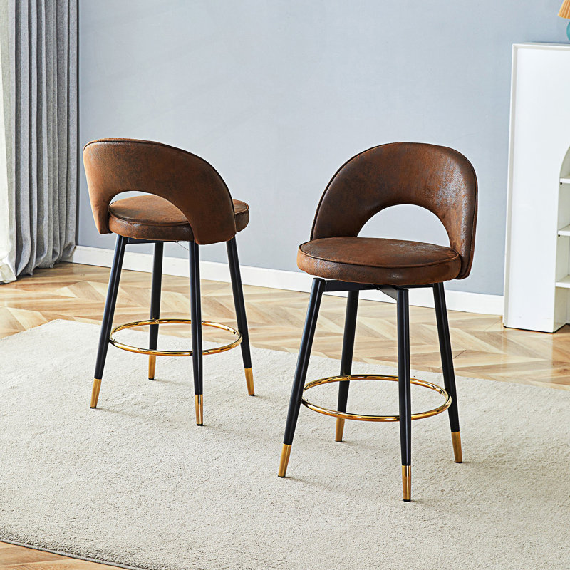Chaise de bar rembourrée rotative moderne à 360 ° avec design ergonomique, Brun