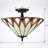 Stained Glass Semi Flush Ceiling Light-682609381