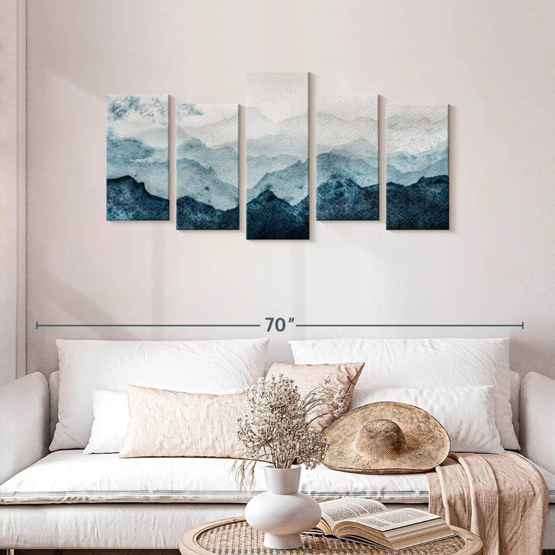 Avery, paysage de montagne japonais abstrait, H 24 po x l 49 po