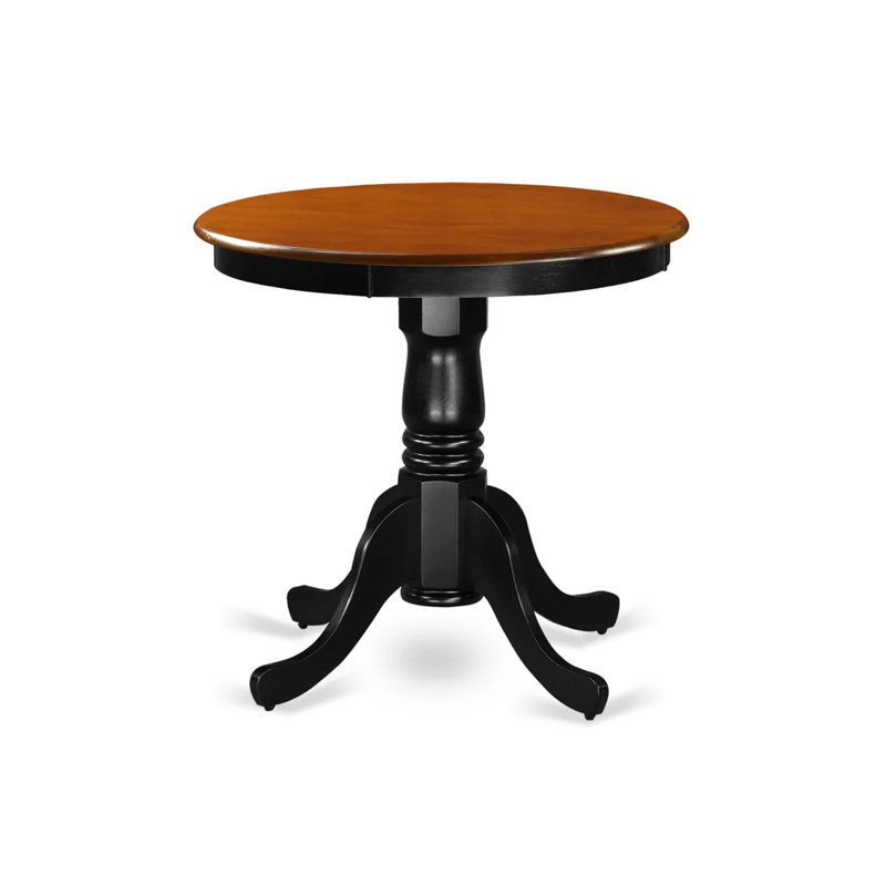 Table de salle à manger Eden Kitchen - plateau de table rond en bois massif avec base en piédestal, Noir, Cerisier