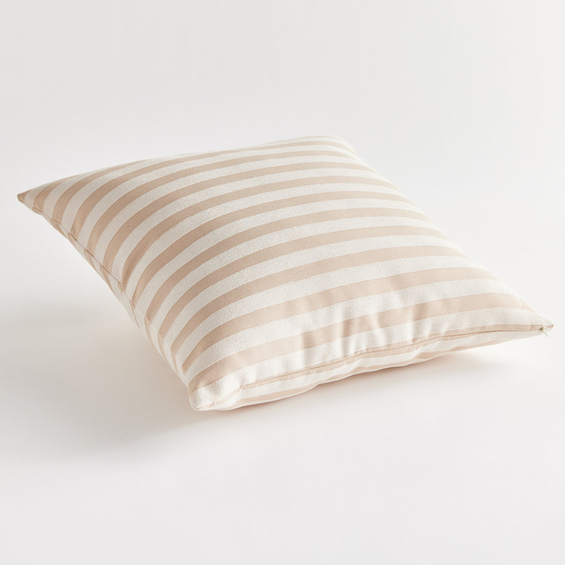 Striped Indoor/Outdoor Reversible Throw Pillow, Square 20", Khaki/Cream