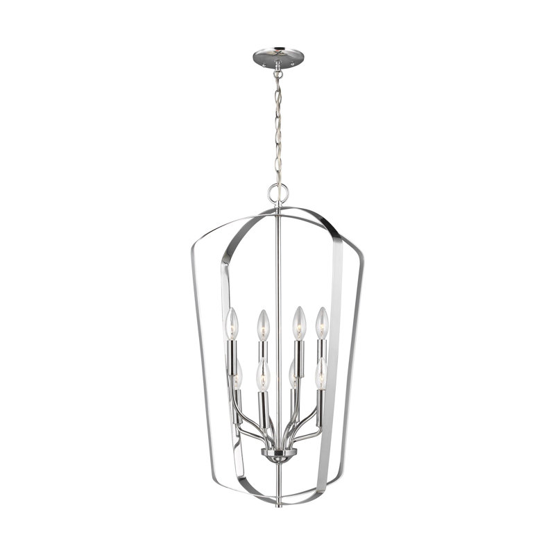 Romee Large Eight Light Hall / Foyer from Generation Lighting , Chrome, Not Energy Star, No