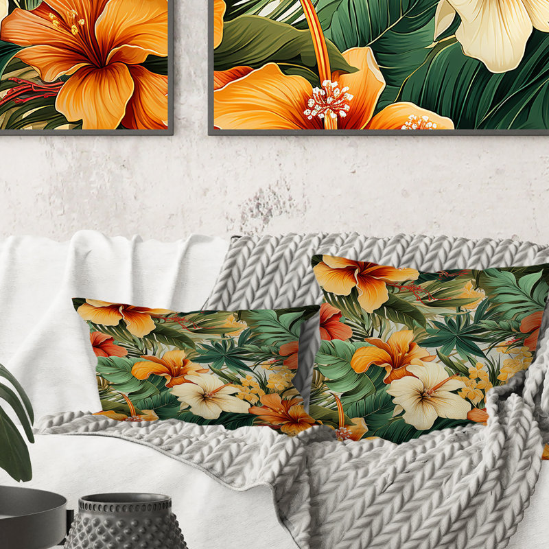 Coussin décoratif en polyester Tropical Greens, 16" x 16"