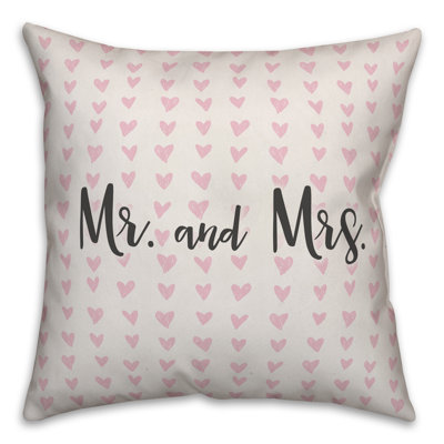  Mr. and Mrs. in Hearts Pattern Throw Pillow