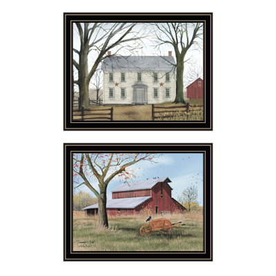 Trendy Decor 4U 2- Piece Vignette Early American Homestead Wall Art For Living Room, Bedroom Wall Art Print For Home Decor By Billy Jacobs