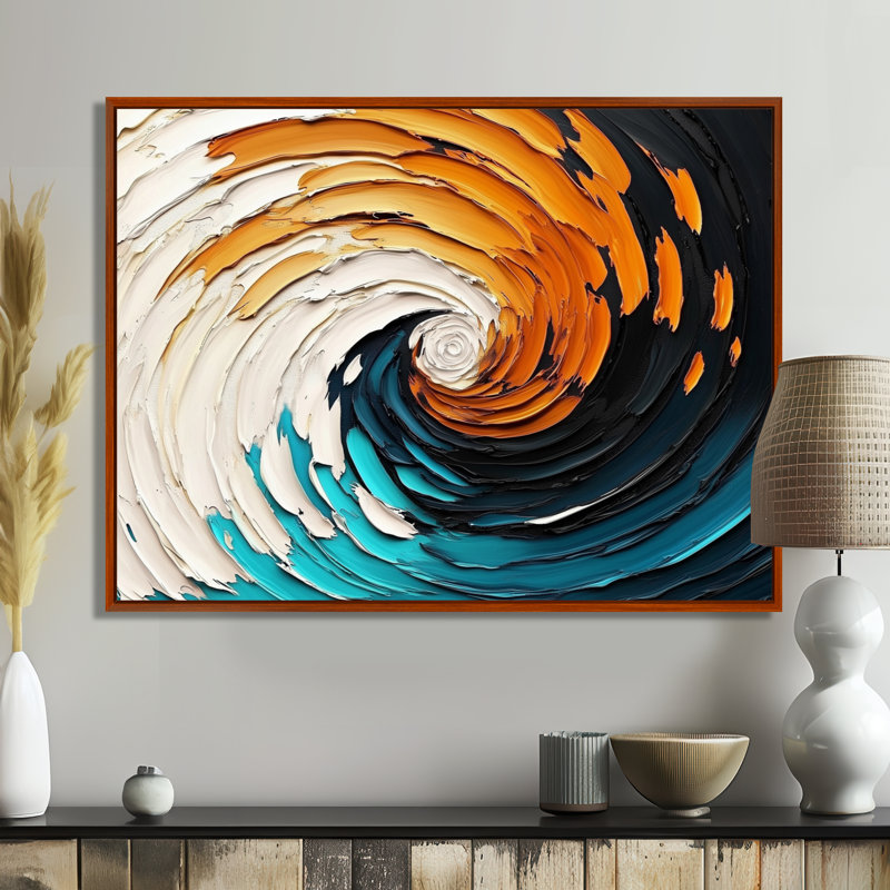 «Abstract Galactic Spiral Convergence III», art mural abstrait à vagues modernes, H 12 po x l 20 po, Brown