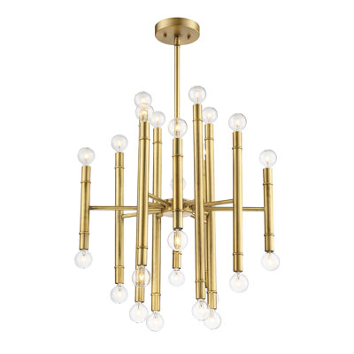 Lustre 24 lumières Meridian en laiton naturel