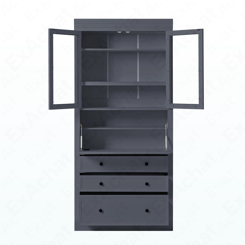78In Tall Multifunctional Kitchen Pantry - Freestanding Storage Cabinet With Power Outlet For Dining/Living Room, Gray