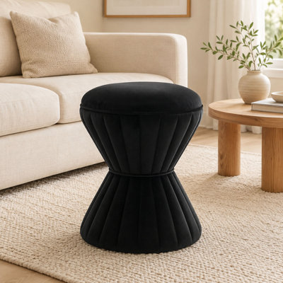 Repose-pieds rond en velours avec assise rembourrée