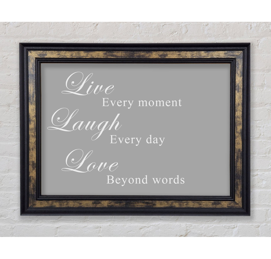 Gerahmtes Leinwandbild Love Quote Live Laugh Love White