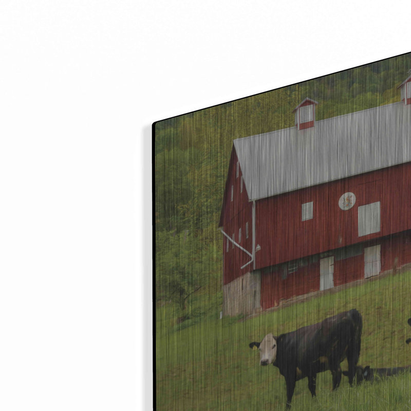 «Red Barn» par Lori Deiter sur métal, H 16 po x l 24 po