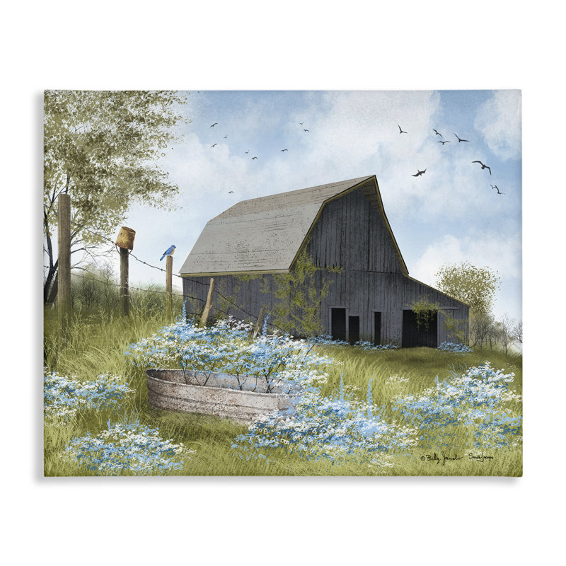  "Blue Floral Country Garden", art mural par Billy Jacobs, H 16 po x l 20 po