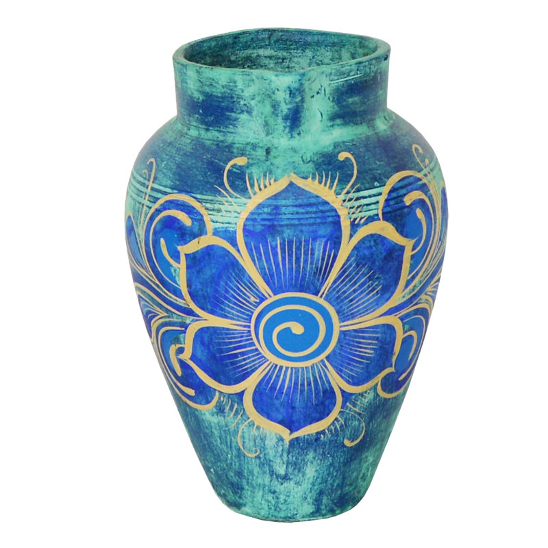 Ensemble de pots en argile moulés et finis à la main avec motif floral peint à la main