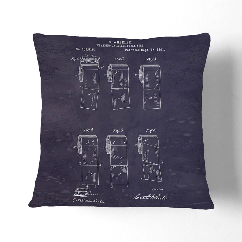Toilet Roll Patent Dark Scatter Cushion, 55cm H x 55cm W x 20cm D
