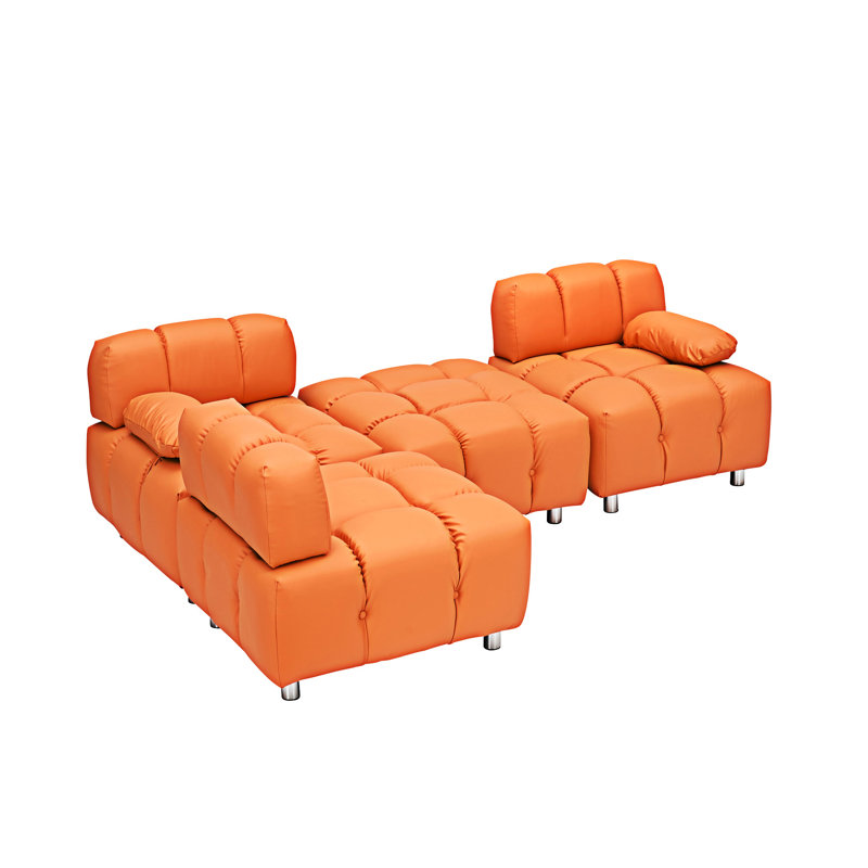 Canapé recouvert, H 33,48 po x l 88,99 po x P 33,48 po, Mélange de polyester orange