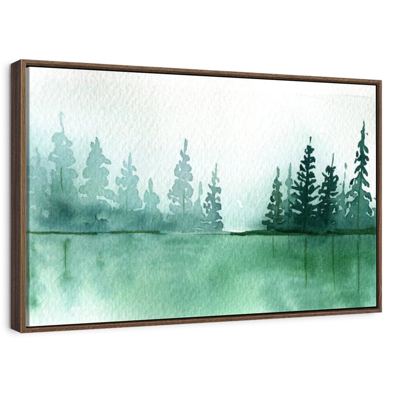Pine Tree Silhouette, 46" X 31", Floating Frame Walnut