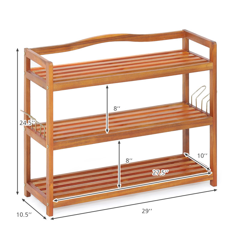 Church Strett 12 Pair Solid Wood Shoe Rack