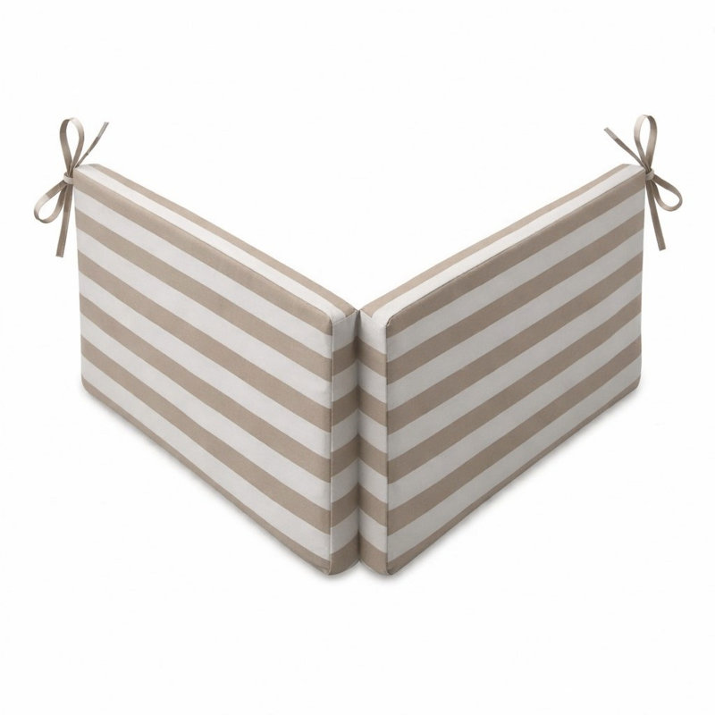 Garden Bench Pad Seat Cushion, Beige Striped