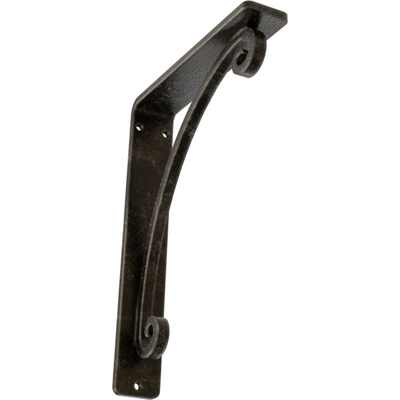 Support en fer forgé Legacy, H 8 po x l 1,5 po x P 5,5 po, Argenté antique chaleureux
